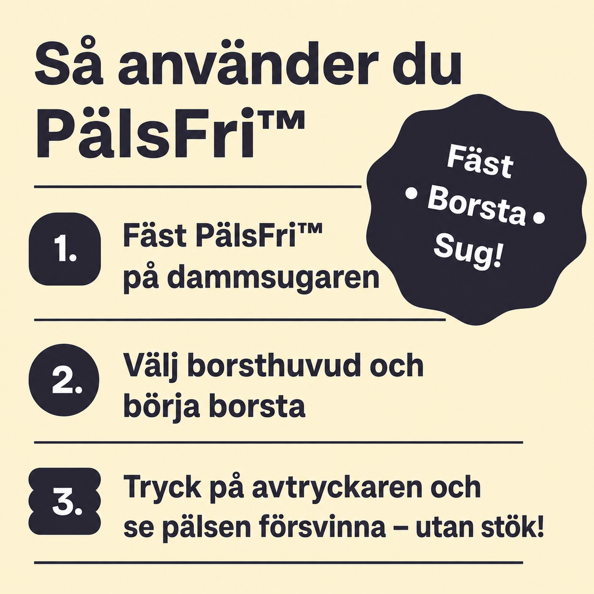 PälsFri™ Pälsvårdsborste För Dammsugare